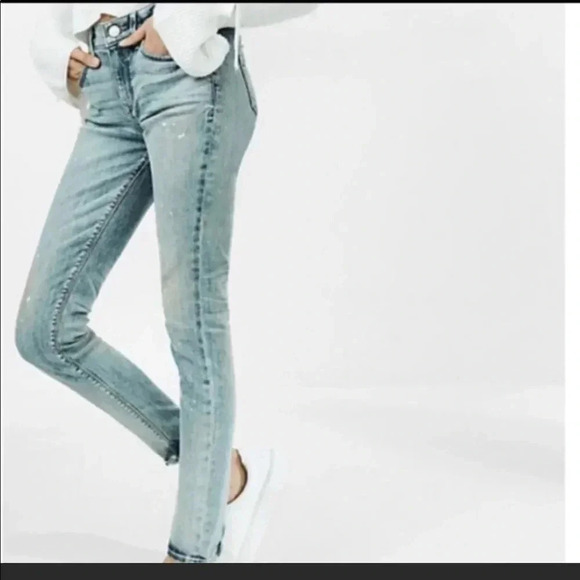 Express acid wash splattered paint skinny jeans - Picture 1 of 9